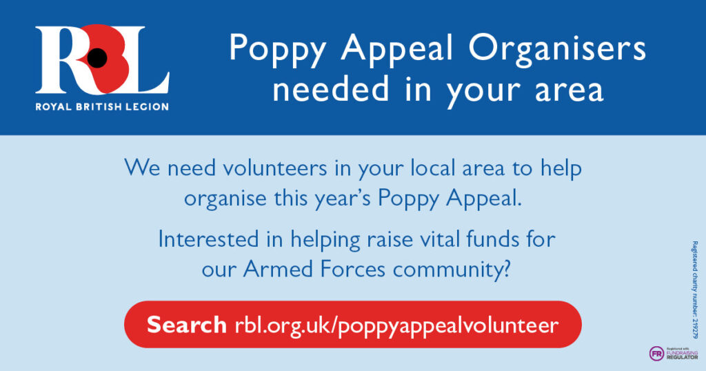 The Royal British Legion need volunteers in the Bideford area to help organise this year's Poppy Appeal